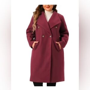Agnes Orinda Women's Plus Size Peacoat Overcoat Notch Big Lapel Double Breasted